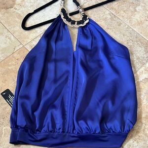 bebe Royal Blue Halter Blouse